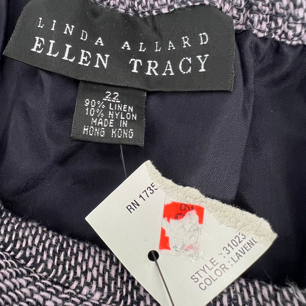Linda Allard Ellen Tracy Linen Blend Skirt Womens 22 Lavender Purple Tweed NEW - Picture 6 of 11